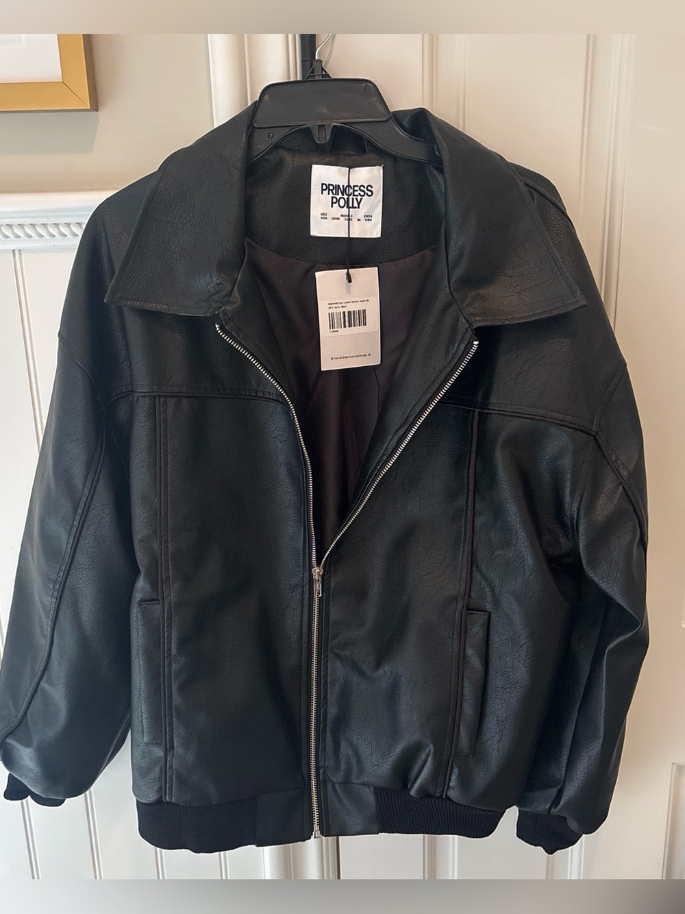 Leather bomber jacket